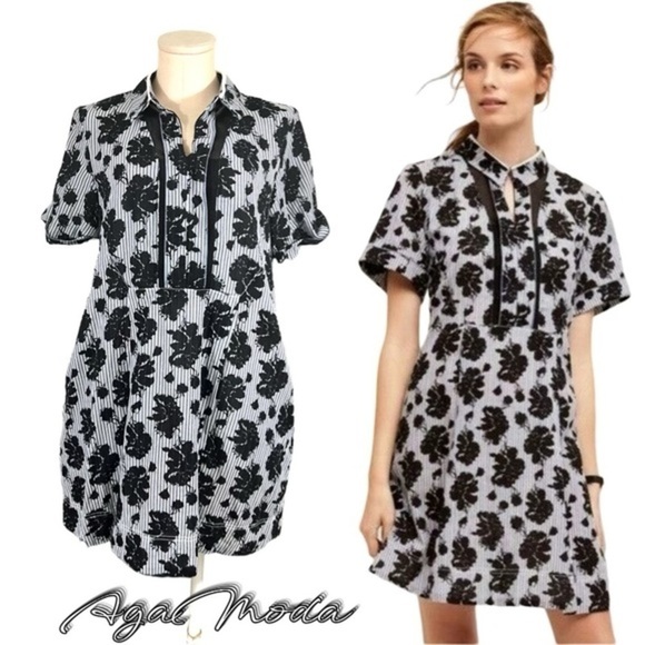 1 By O’2nd Stripes and Flowers Shirt/dress with fish net elements - Picture 1 of 14